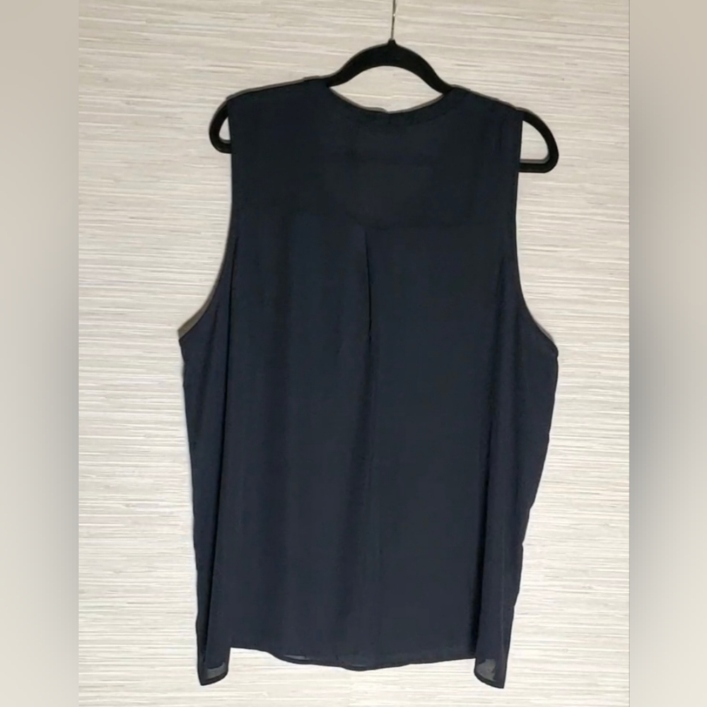 JustFab Black Lace-Up Safari Tank Sheer Sleeveless Top Size 3X NWT - Picture 7 of 10